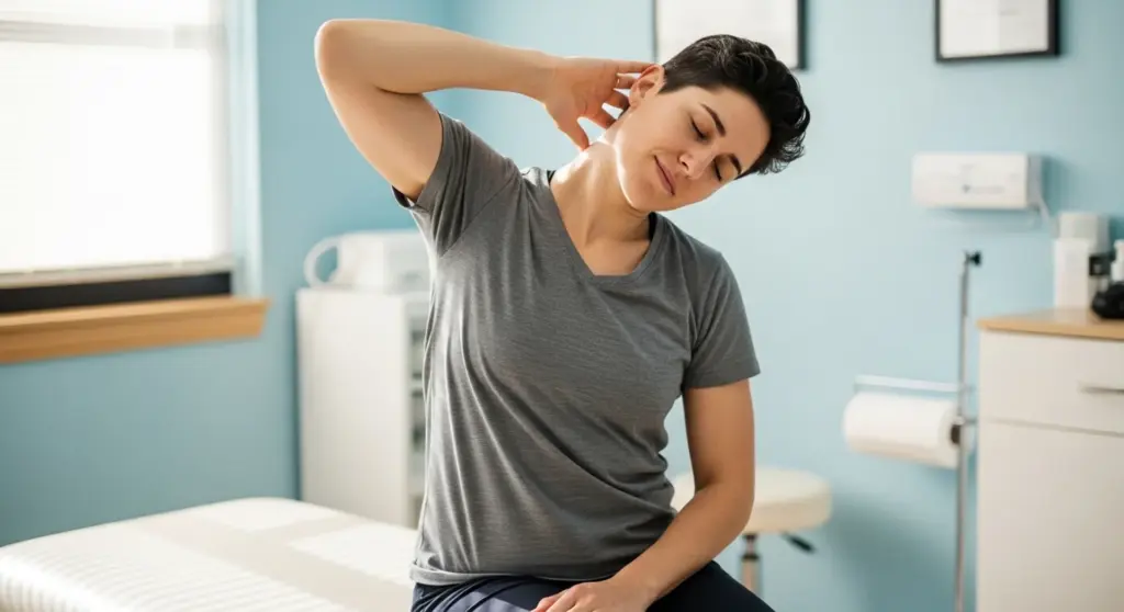 Ejercicios suaves de estiramiento cervical para rehabilitación del esguince cervical