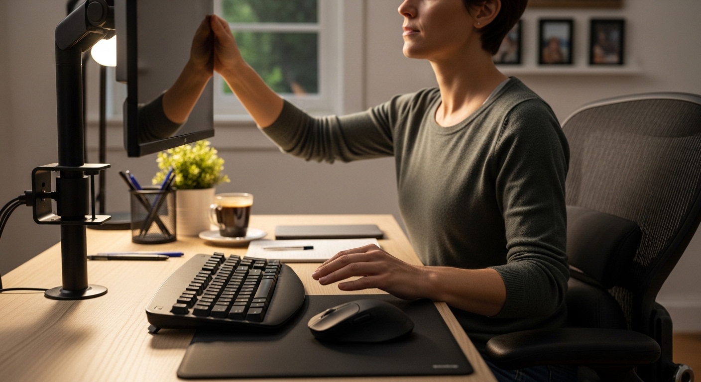 Ajuste del monitor para evitar dolor cervical laboral