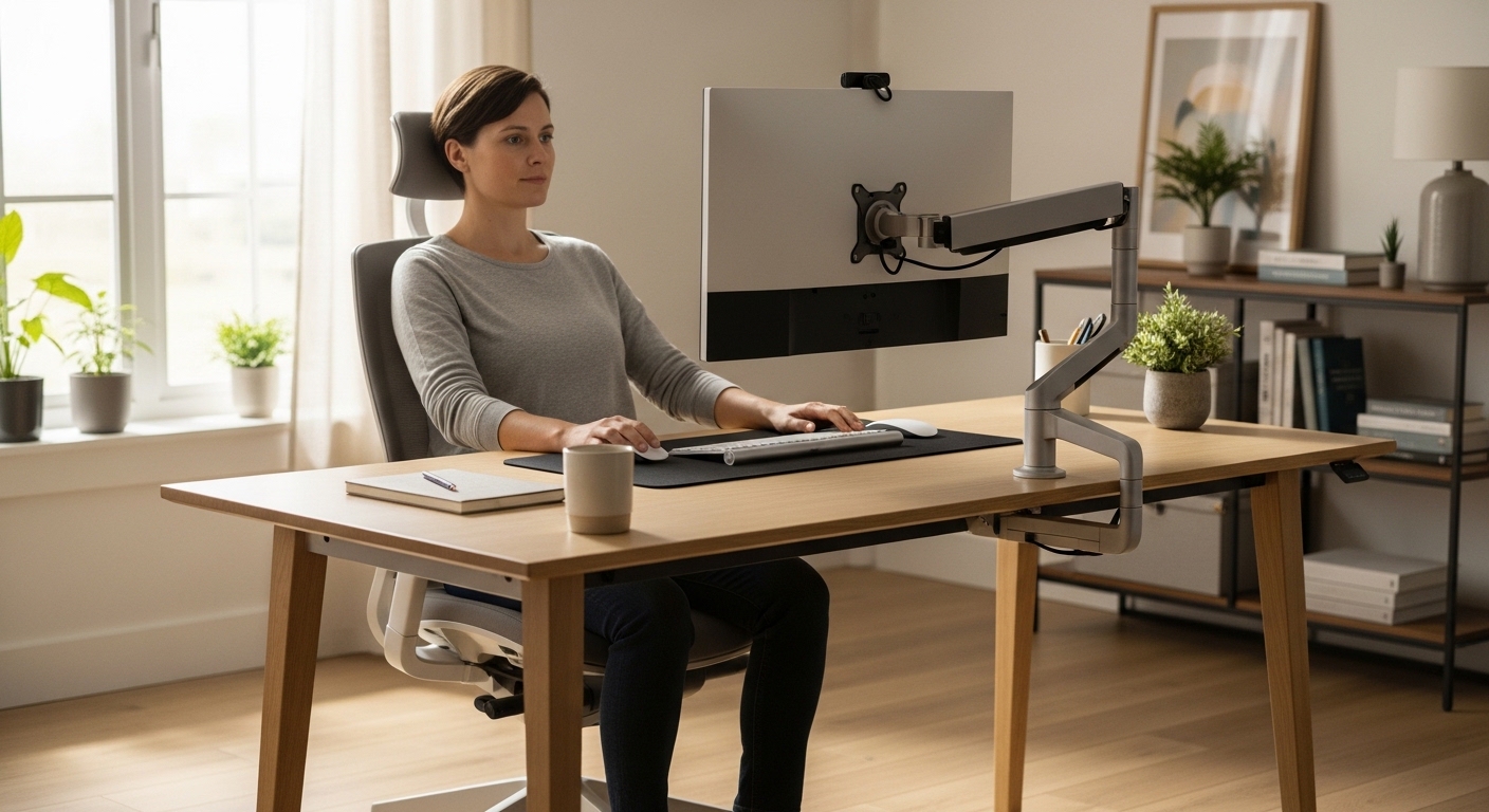 Postura ergonómica para prevenir dolor cervical laboral