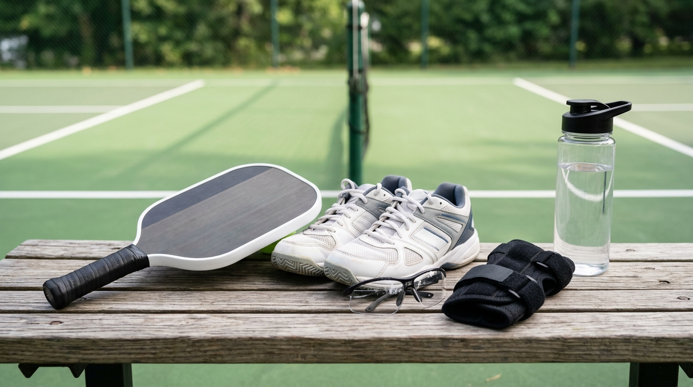 Equipo de pickleball para reducir lesiones de muñeca, ojos y tobillo