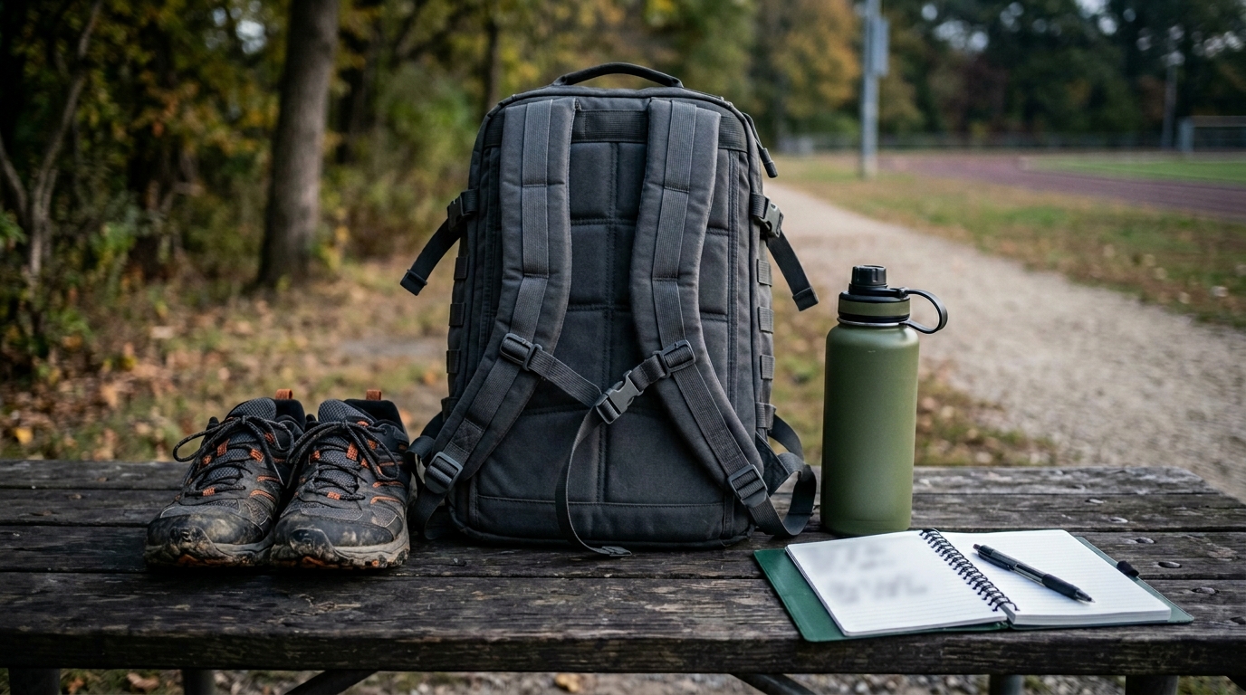 Mochila con peso y calzado adecuado para prevenir lesiones por rucking