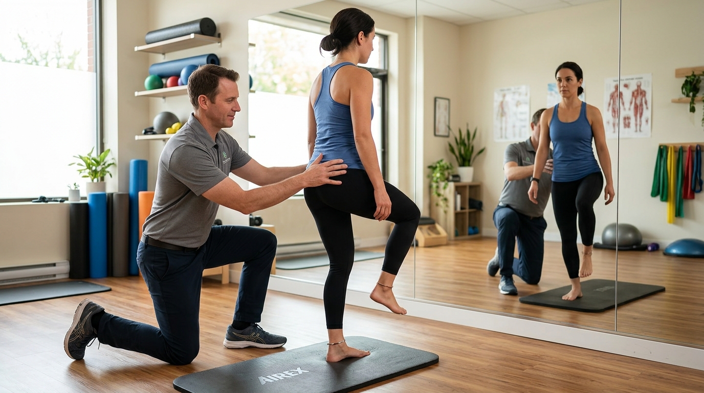 entrenamiento de balance con control de rodilla y cadera